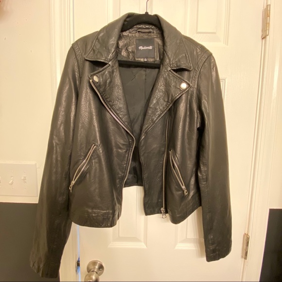 madewell washed leather trucker jacket